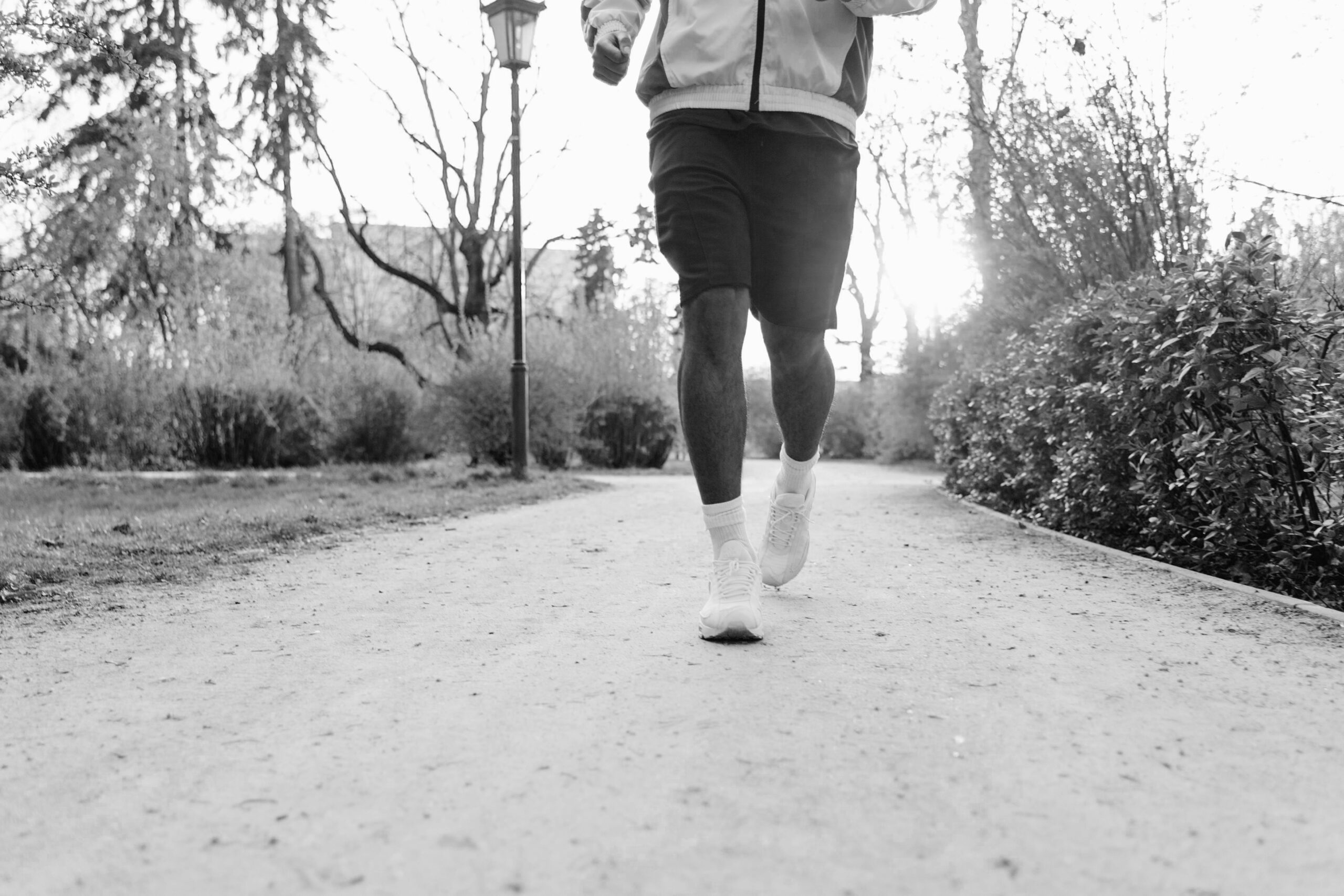 Runner approaching along a path
