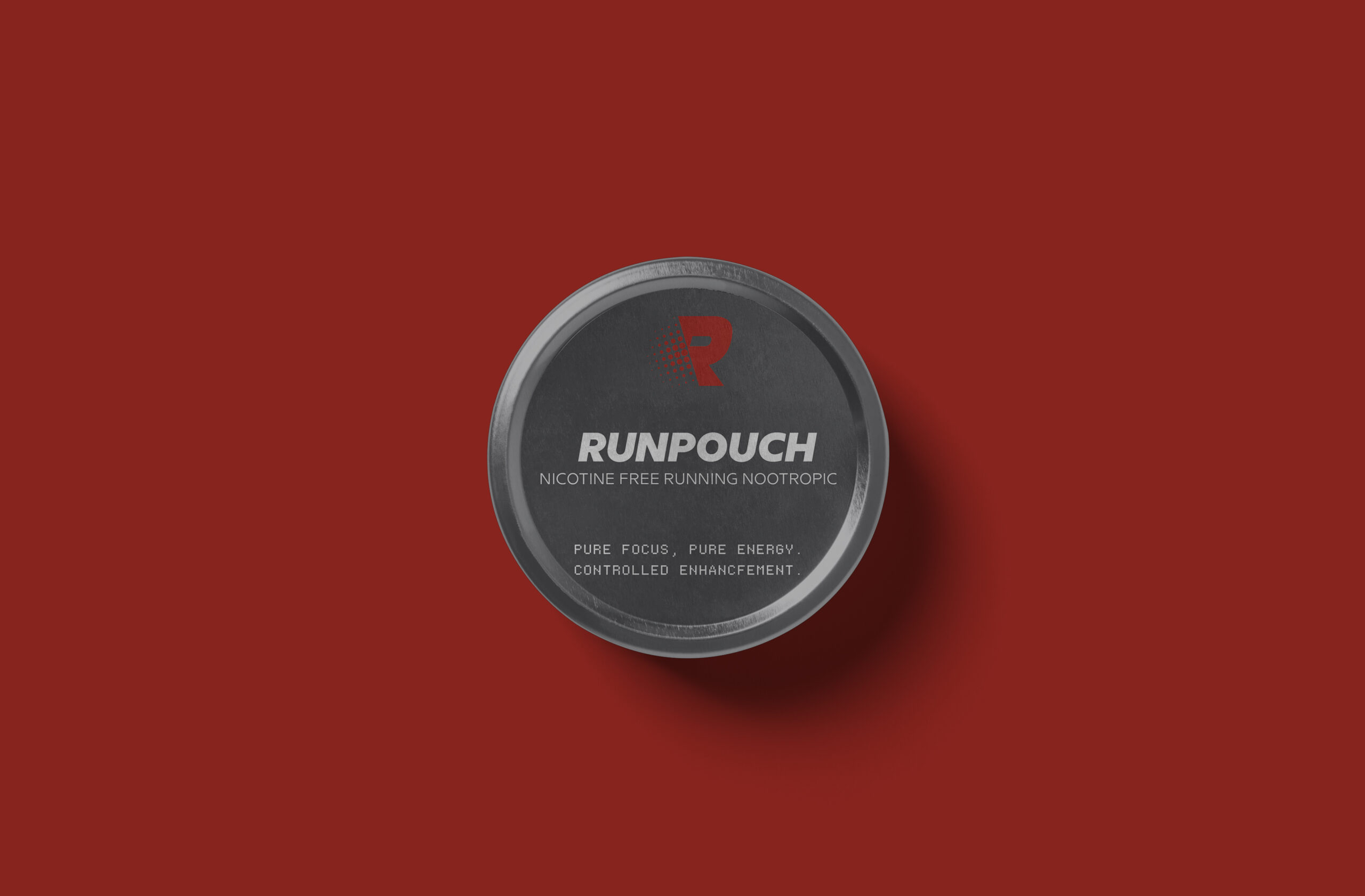 RUNNN Pouch product concept on red background