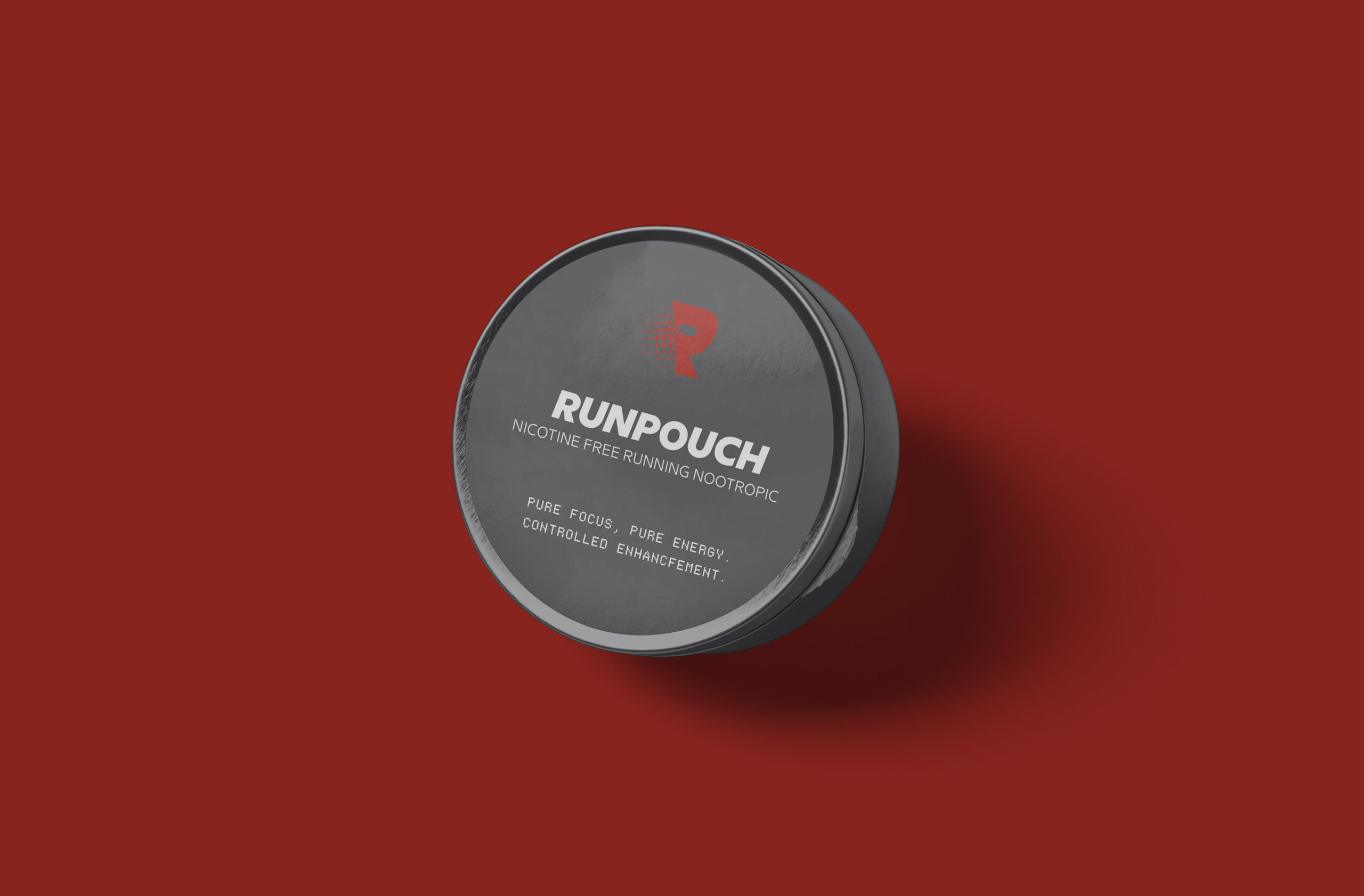 RUNNN Pouch product concept on red campaign background